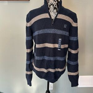 Chaps

Striped Honeycomb Quarter-Zip Mockneck Sweater